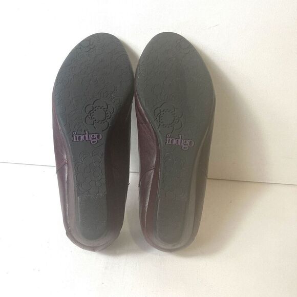 Indigo by Clarks Burgundy Leather Slip On Ballet Flats Womens 8 M Comfort Casual - Picture 12 of 14